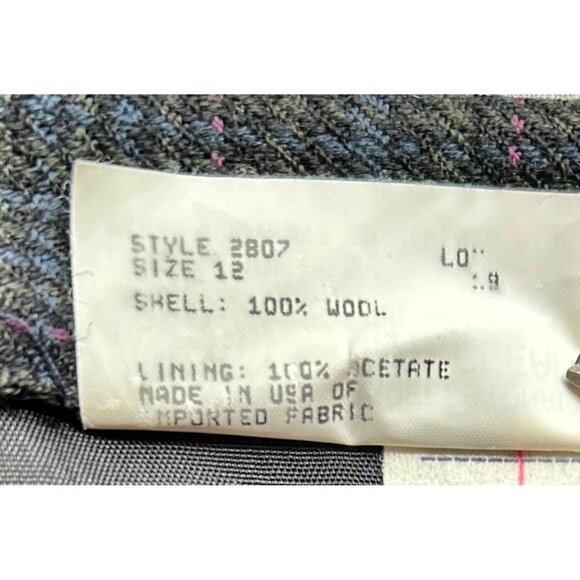 Vintage Made in USA 100% Wool‎ Midi Skirt Glen Plaid with Pink Threading Sz 12 - Picture 5 of 10